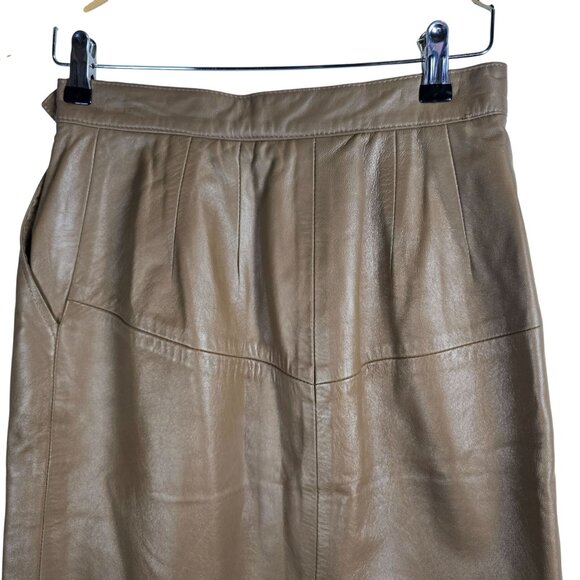 Vintage 90's Siena New York Mocha Brown Butter Soft Leather Pencil Skirt, Sz 10 - Picture 5 of 7